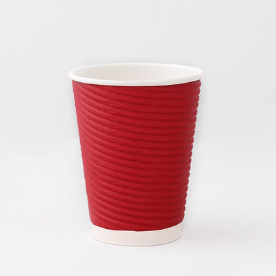 पुनर्नवीनीकरण 430ml रिपल दीवार कॉफी कप 12oz रिपल पेपर कप प्लास्टिक मुक्त लेपित